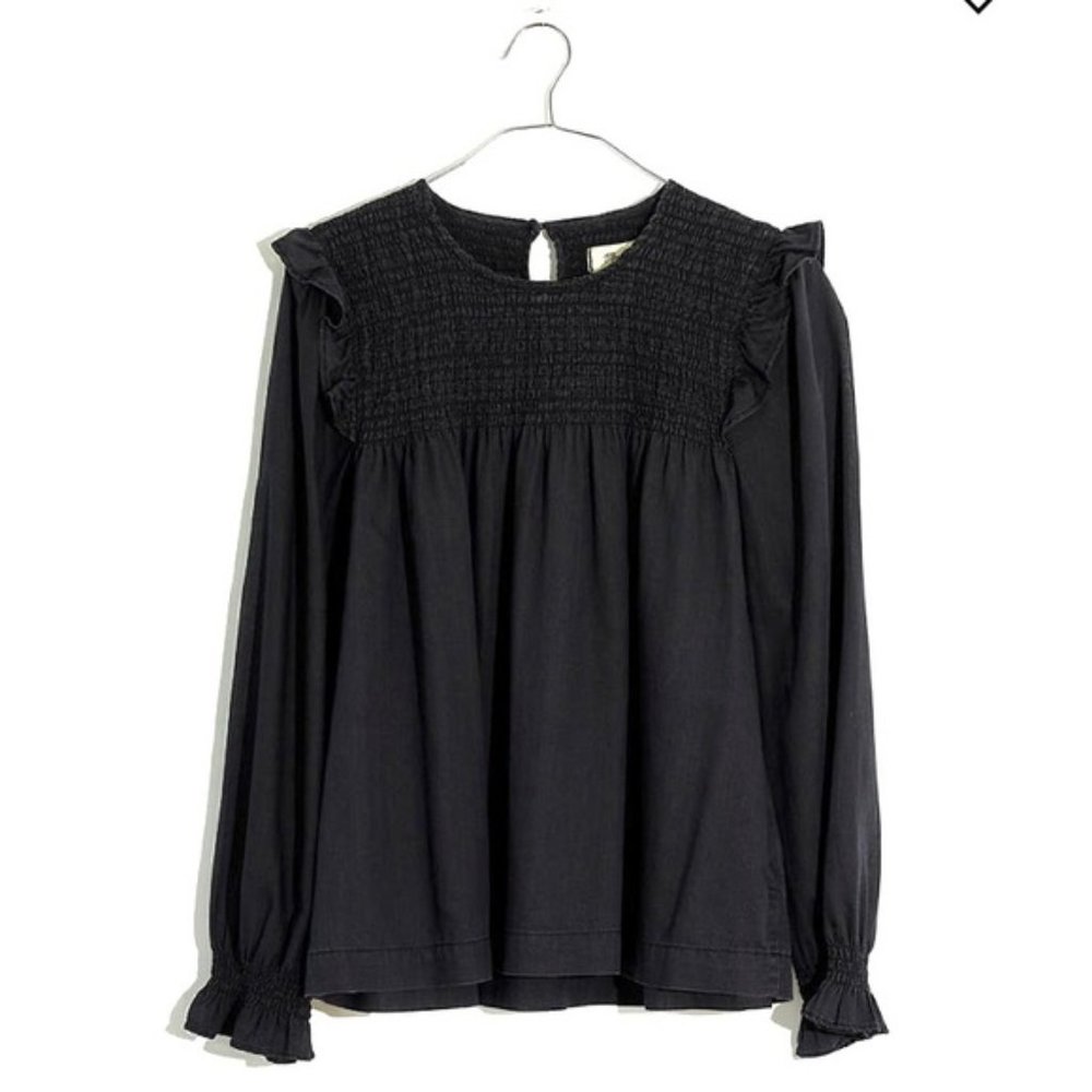 NWT Madewell Smocked Ruffle Top in Lunar Wash